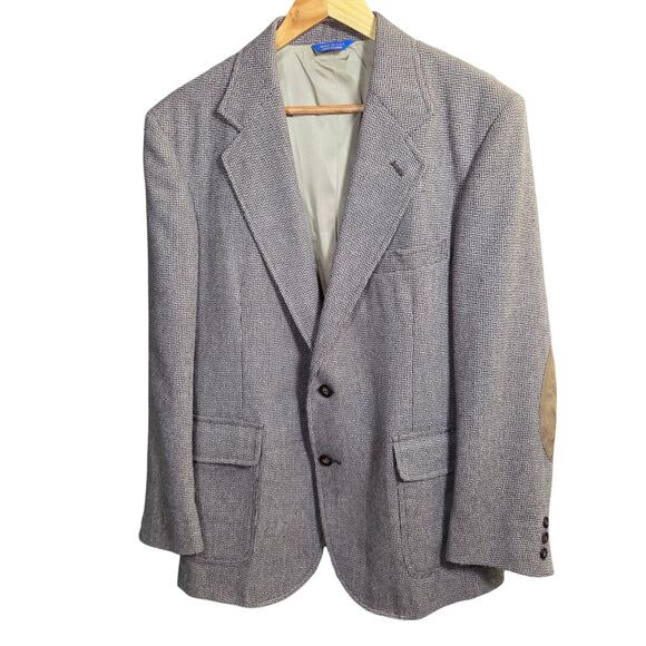 VINTAGE Pendleton Wool Herringbone Plaid Pleated Back Blazer Size 40 Sport Coat - Picture 2 of 16